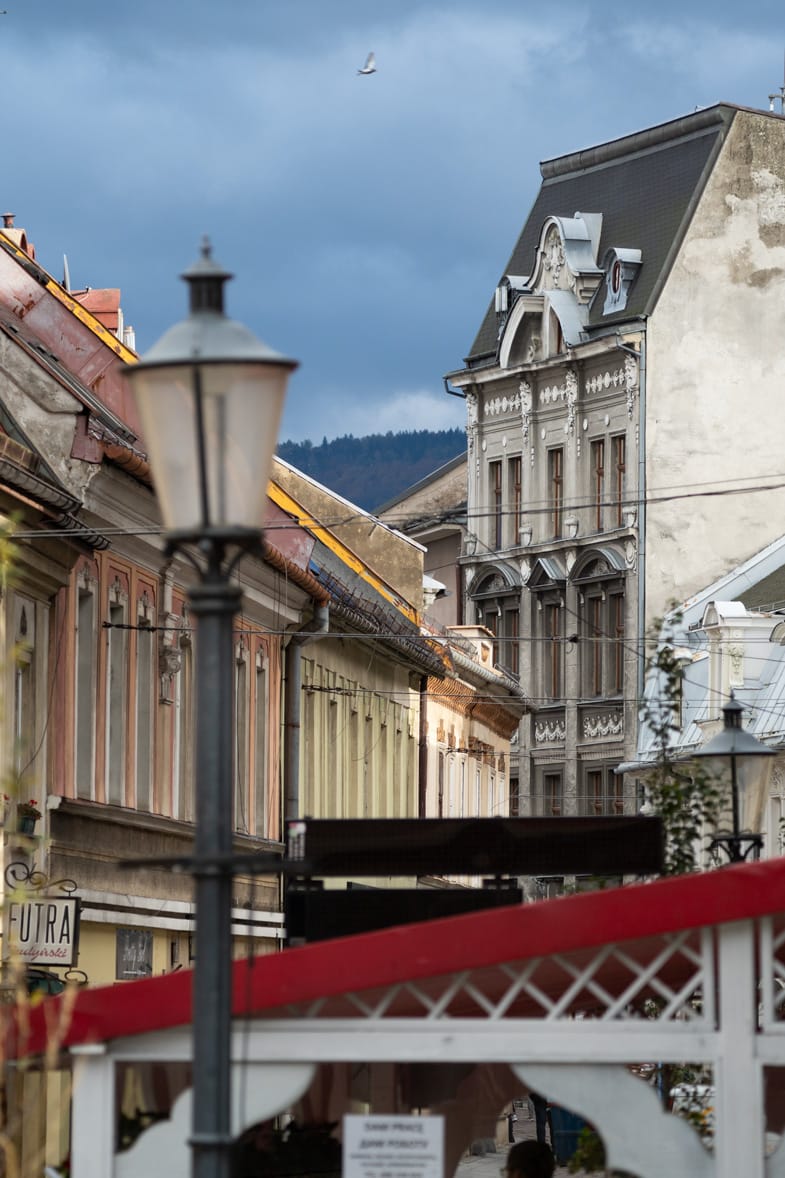 buildings overlapping each other, creating strong angles