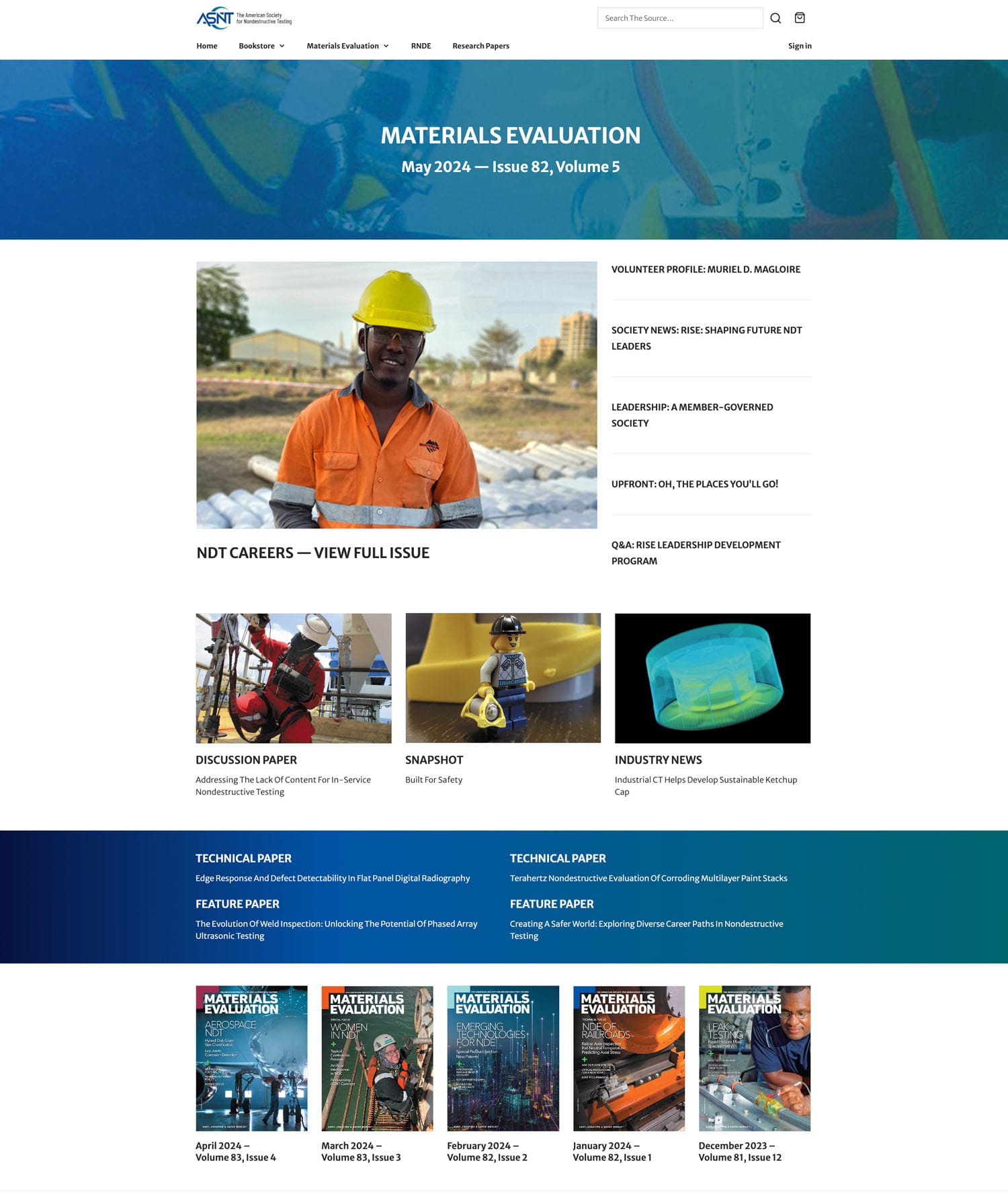 Screenshot of page I designed for Materials Evaluation