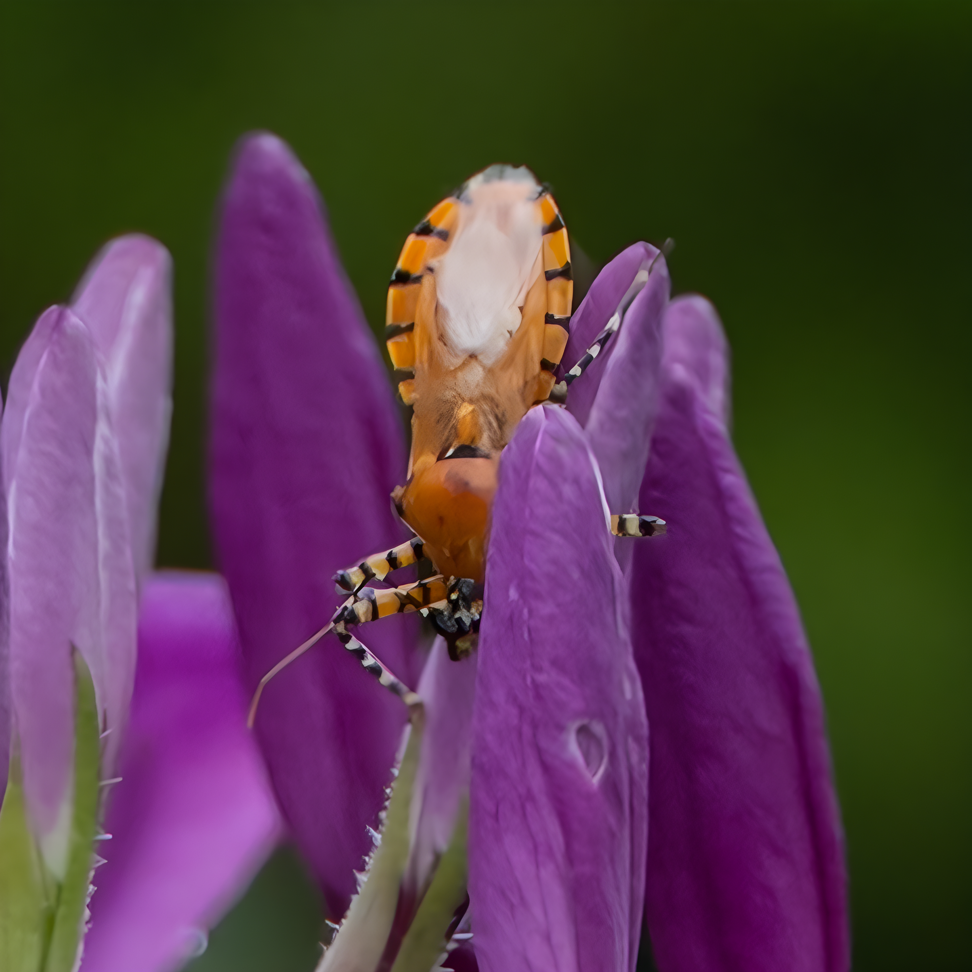 tiger assassin on purple flowers