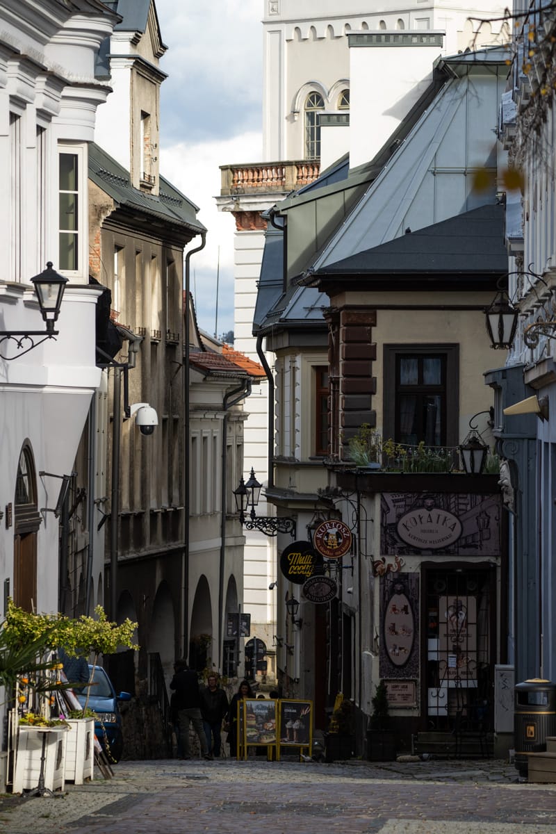 Polish street with shops